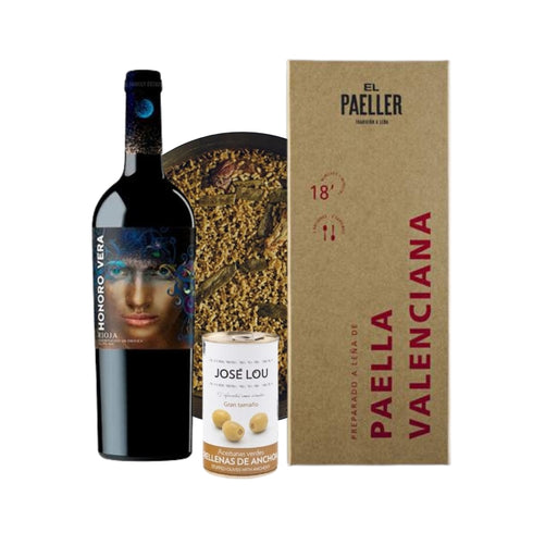 Cena para 2: Paella Valenciana + Rioja + Aceitunas